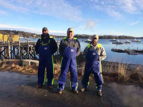 New Hamsphire lobstermen wearing Stormline 662 flotation pants
