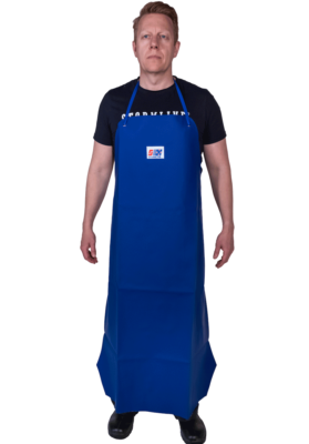 Man wearing heavy duty PVC apron