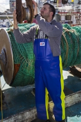 Crew 654 Commercial Fishing Raingear worn on a professional fisherman in Sydney, Australia