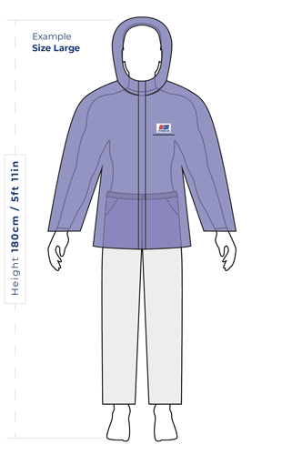 Raglan Sleeve Jacket Sizing Example
