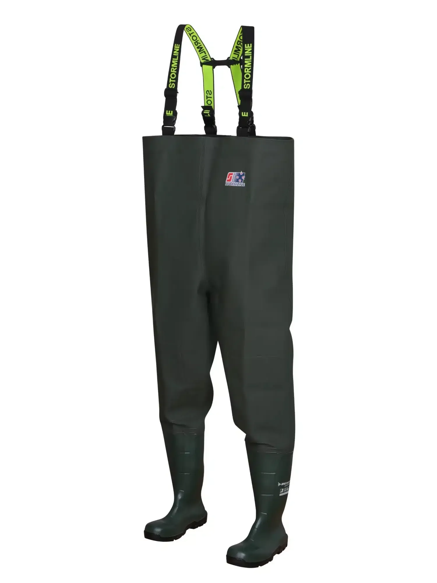 Stormtide W665ST heavy duty industrial chest waders with steel toe safety boots 3/4 view