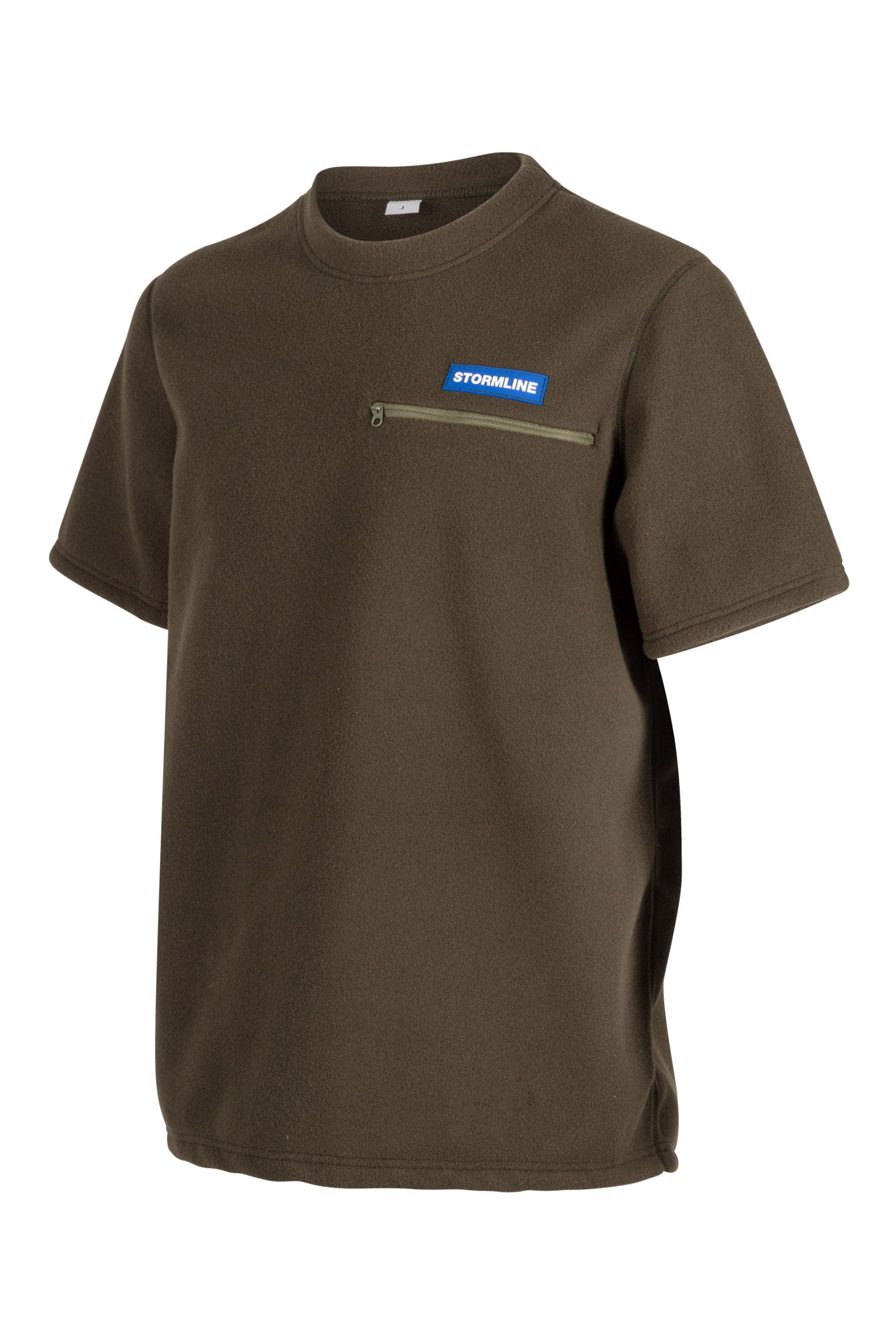 T-shirt sous-couche Riverton en micropolaire 270 g/m² olive avec poche poitrine zippée, vue de trois quarts