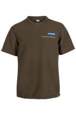 Vue de face du t-shirt polaire Riverton olive avec écusson Stormline et poche poitrine zippée