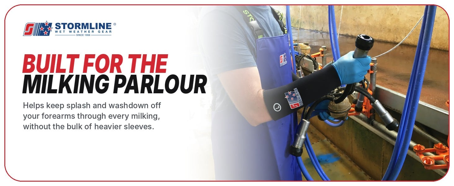 N002 neoprene arm sleeves built for the milking parlour
